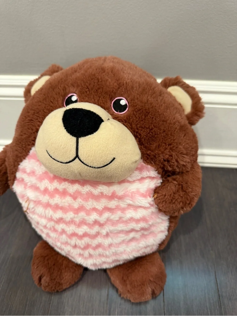 Brown 14” in Plush Bear with Pink Chevron Belly Stuffed Animal Kids Toddler